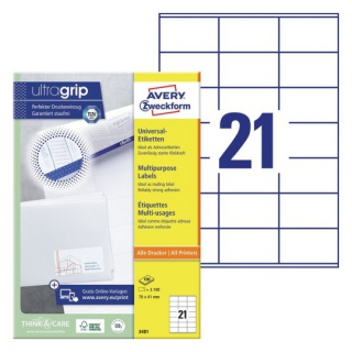 ETYKIETY UNIWERSALNE 70x41mm.100ark. AVERY ZWECKFORM, Etykiety samoprzylepne i inne, Galanteria papiernicza