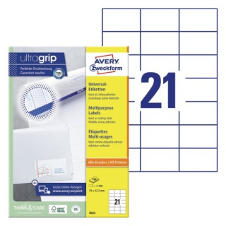 ETYKIETY UNIWERSALNE 70x42,3mm.100ark. AVERY ZWECKFORM, Etykiety samoprzylepne i inne, Galanteria papiernicza