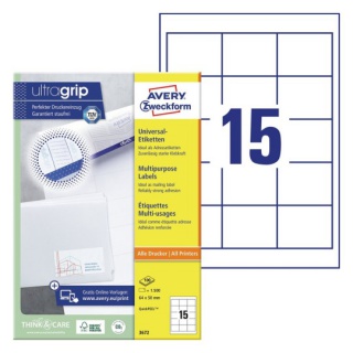 ETYKIETY UNIWERSALNE 64x50mm.100ark. AVERY ZWECKFORM, Etykiety samoprzylepne i inne, Galanteria papiernicza