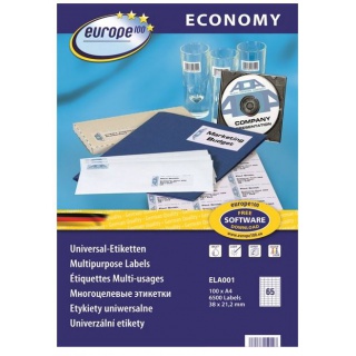 ETYKIETY UNIWERSALNE EUROPE A4 38x21,2mm.100ark. AVERY ZWECKFORM, Etykiety samoprzylepne i inne, Galanteria papiernicza