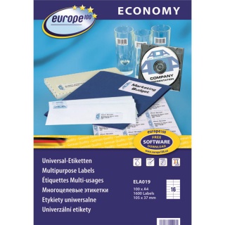 ETYKIETY UNIWERSALNE EUROPE A4 105x37mm.100ark. AVERY ZWECKFORM, Etykiety samoprzylepne i inne, Galanteria papiernicza