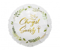 BALON FOLIOWY CHRZEST ŚW.GOŁĄBEK I KRZYŻ 18"