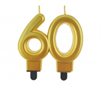 ŚWIECZKA B&C CYFERKA "60" METALIK ZŁOTA 8CM