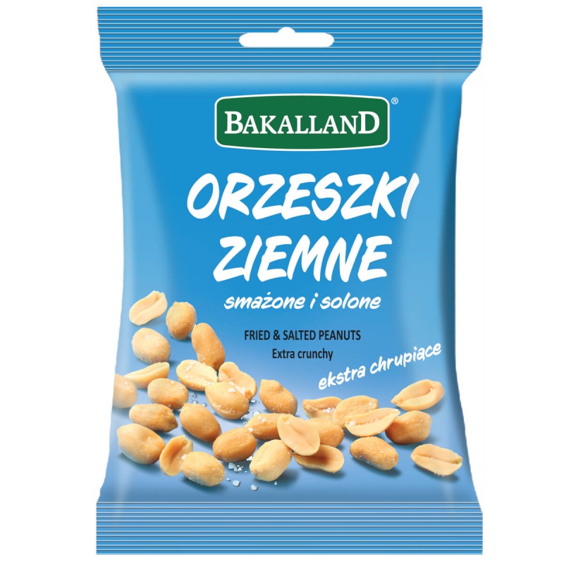 Orzeszki ziemne smażone i solone, Bakalland, 125gr, Przekąski, Artykuły spożywcze