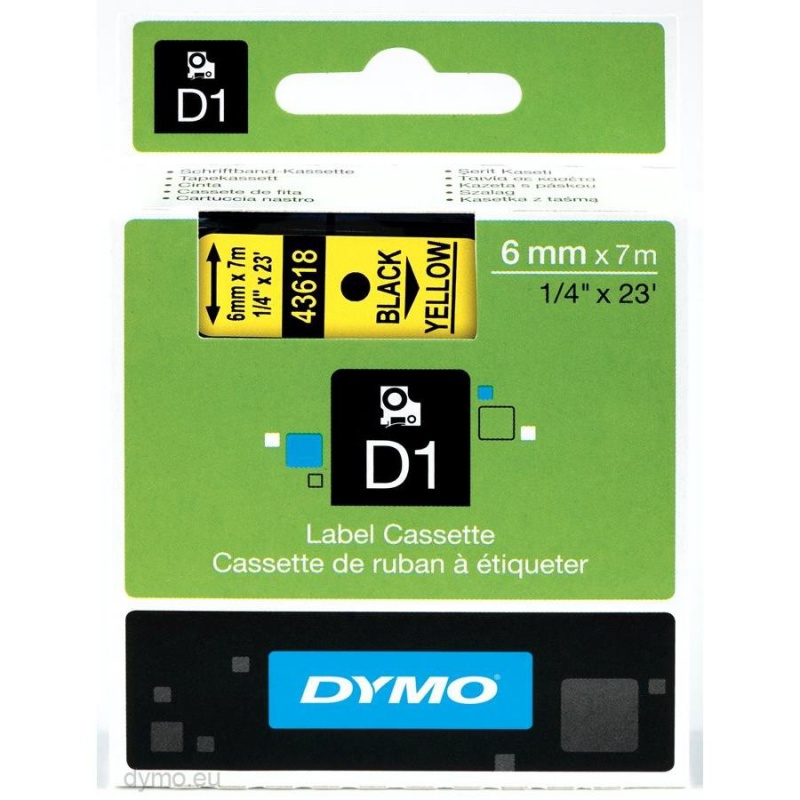 TAŚMA DO DRUK. D1 6mm/7m CZARNY/ŻÓŁTY S0720790, Podkategoria, Kategoria