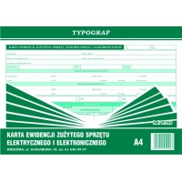 Karta ewidencji zużytego sprzętu elektrycznego i elektronicznego, A4, TYPOGRAF, 01244, Pozostałe, Druki akcydensowe