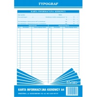Karta informacyjna kierowcy, A4, TYPOGRAF, 02158, offsetowy, Transportowe, Druki akcydensowe