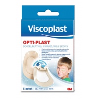 Plaster okulistyczny VISCOPLAST Optiplast, wrażliwa skóra, 80x57mm, 5szt., Plastry, apteczki, Artykuły higieniczne i dozowniki