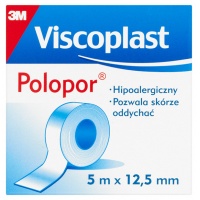 Plaster roll, VISCOPLAST Polopor, non woven, 12.5mmx5m, 24 pcs, white
