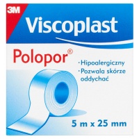 Plaster roll, VISCOPLAST Polopor, non woven, 25mmx5m, 12 pcs, white