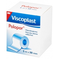 Plaster roll, VISCOPLAST Polopor, non woven, 50mmx5m, 6 pcs, white