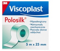 Plaster roll, VISCOPLAST Polosilk, silk, 25mmx5m, 12 pcs, white