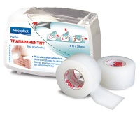 Plaster roll, without dressing pad, VISCOPLAST, with dispenser, 25mmx5m, transparent