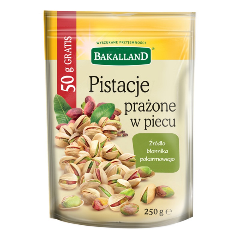 Pistacje prażone, Bakalland, 200+50g, Przekąski, Artykuły spożywcze