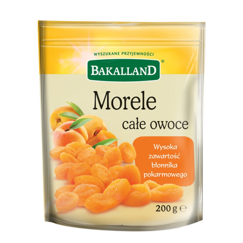 Morele suszone całe owoce, Bakalland, 200g, Przekąski, Artykuły spożywcze