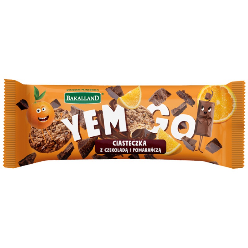 Ciastka Yemgo z czekoladą i pomarańczą, Bakalland, 130g, Przekąski, Artykuły spożywcze
