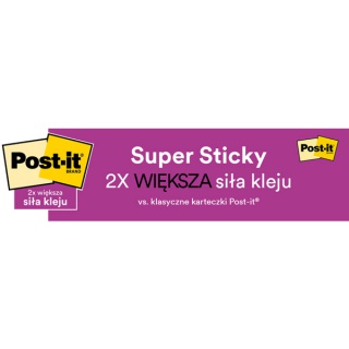 Karteczki samoprzylepne Post-it® Super Sticky, BOOST, 76x76mm, 5x90 kart., Bloczki samoprzylepne, Papier i etykiety