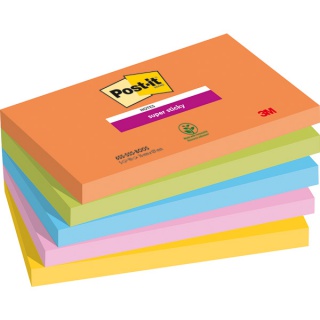 Karteczki samoprzylepne Post-it® Super Sticky, BOOST, 76x127mm, 5x90 kart., Bloczki samoprzylepne, Papier i etykiety