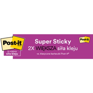 Karteczki samoprzylepne Post-it® Super Sticky, BOOST, 76x127mm, 5x90 kart., Bloczki samoprzylepne, Papier i etykiety