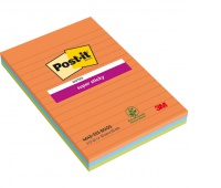 Karteczki samoprzylepne Post-it® Super Sticky XXL, BOOST, w linię, 101x152mm, 3x45 kart., Bloczki samoprzylepne, Papier i etykiety