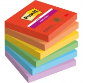 Karteczki samoprzylepne Post-it® Super Sticky, PLAYFUL, 76x76mm, 6x90 kart., Bloczki samoprzylepne, Papier i etykiety