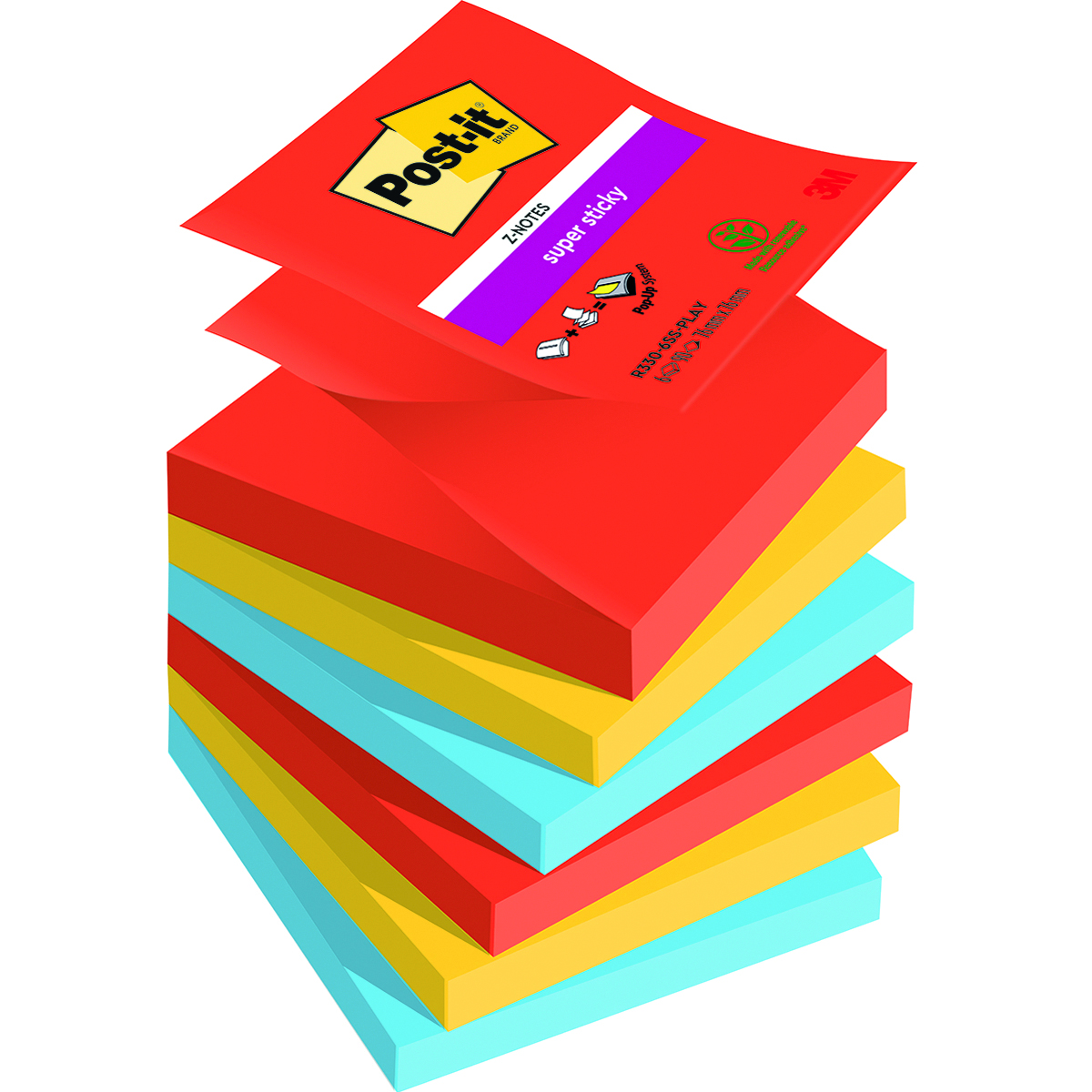Notes couleurs Carnival SUPER STICKY POST-IT 76 x 76 mm