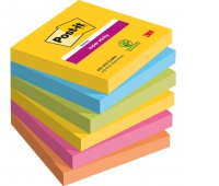 Karteczki samoprzylepne Post-it® Super Sticky, CARNIVAL, 76x76mm, 6x90 kart., Bloczki samoprzylepne, Papier i etykiety