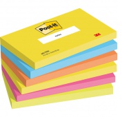 Karteczki samoprzylepne Post-it®, ENERGETIC, 76x127mm, 6x100 kart., Bloczki samoprzylepne, Papier i etykiety