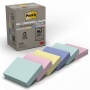 Karteczki samoprzylepne POST-IT&reg; Recycled Notes, 38x51mm, 6x100 kart., pastelowe mix, Bloczki samoprzylepne, Papier i etykiety, EKO-CERT