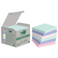 Ekologiczne karteczki samoprzylepne Post-it®, NATURE, pastelowe, 76x76mm, 6x100 kart., Bloczki samoprzylepne, Papier i etykiety