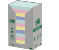 Ekologiczne karteczki samoprzylepne Post-it®, NATURE, pastelowe, 38x51mm, 24x100 kart., Bloczki samoprzylepne, Papier i etykiety