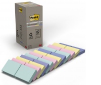 Karteczki samoprzylepne POST-IT&reg; Recycled Notes, 38x51mm, 24x100 kart., pastelowe mix, Bloczki samoprzylepne, Papier i etykiety, EKO-CERT