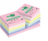 Ekologiczne karteczki samoprzylepne Post-it®, NATURE, pastelowe, 76x76mm, 16x100 kart., Bloczki samoprzylepne, Papier i etykiety, Eko-recycled