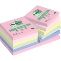Eco-friendly sticky notes Post-it®, NATURE, pastels, 76x76mm, 16x100 sheets, Self-adhesive pads, Paper and labels, Eco-recycled
