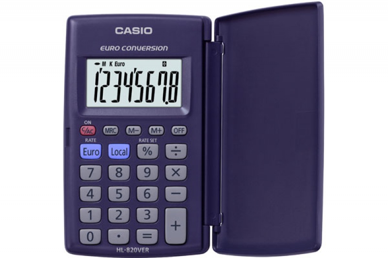 Kalkulator kieszonkowy CASIO HL-820VERB, 8-cyfrowy, 127x104mm, kartonik, czarny, Kalkulatory, Urządzenia i maszyny biurowe
