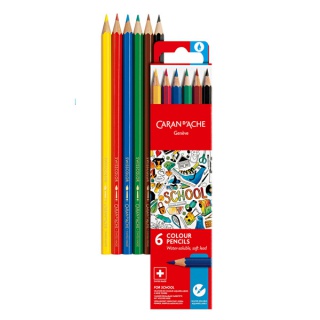Kredki akwarelowe CARAN D'ACHE, 6 kolorów, School Line, Plastyka, Artykuły szkolne
