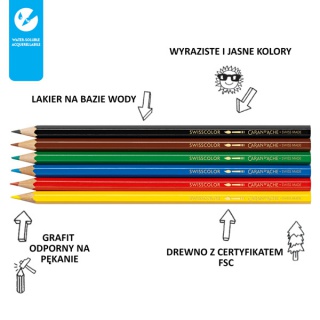 Kredki akwarelowe CARAN D'ACHE, 6 kolorów, School Line, Plastyka, Artykuły szkolne