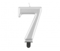 ŚWIECZKA B&C CYFERKA "7" METALIK SREBRNA 8CM., Podkategoria, Kategoria