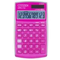 Kalkulator biurowy CITIZEN CPC-112 PKWB, 12-cyfrowy, 120x72mm, różowy, Kalkulatory, Urządzenia i maszyny biurowe