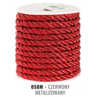 SZNUR ATŁASOWY METALIZOWANY 6MM/10Y CZERWONY, Podkategoria, Kategoria