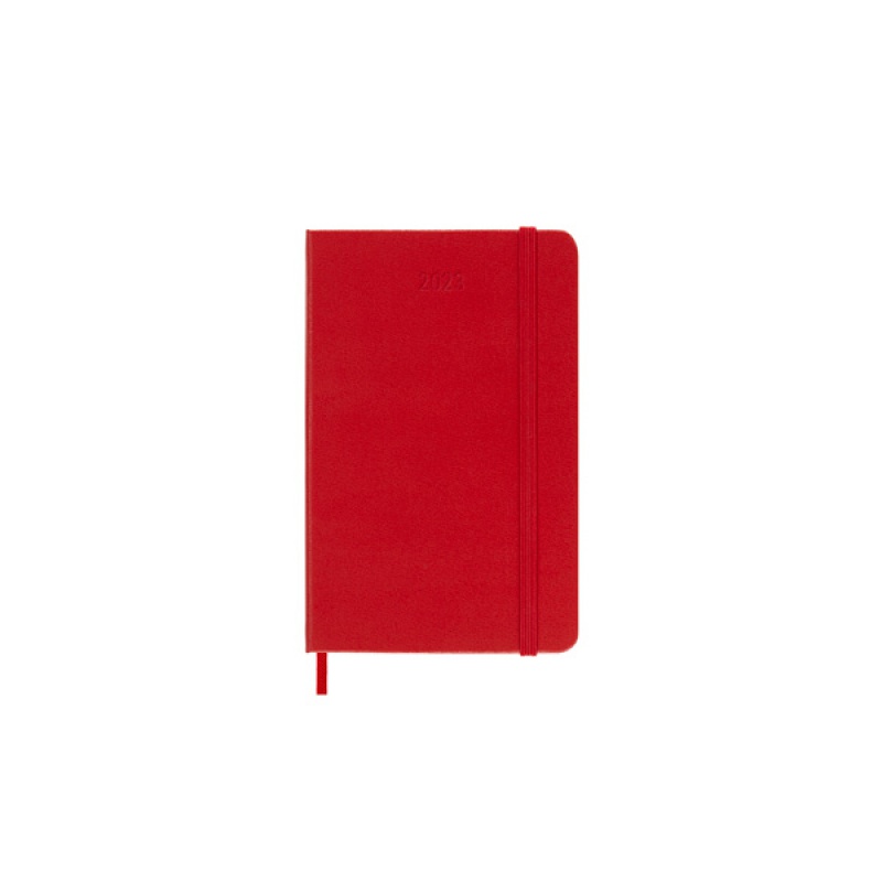 Kalendarz dzienny MOLESKINE 2023 12M P, twarda oprawa, scarlet red, Kalendarze, Zeszyty i bloki
