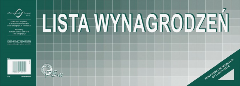 LISTA WYNAGRODZEŃ 1/2 A3, Podkategoria, Kategoria
