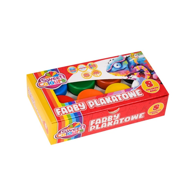 FARBY PLAKATOWE 8 KOL.20ML., Farby, Plastyka