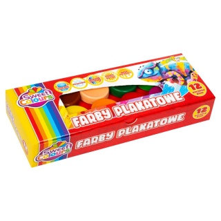 FARBY PLAKATOWE 12 KOL.20ML.SWEET COLOURS, Farby, Plastyka