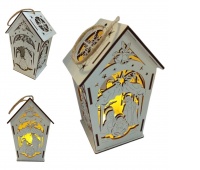 LAMPION DREWNIANY LD1 16x8x8 led BIAŁY, Boże Narodzenie, Art. świąteczne i okolicznościowe