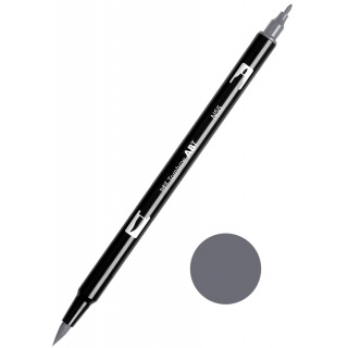 MARKER DWUSTRONNY PĘDZELKOWY TOMBOW COOL GREY 7 ABT-N55, Markery permanentne, Art. do pisania i korygowania