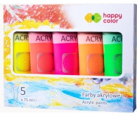 FARBA AKRYLOWA 5x75ML.KOLORY FLUO HAPPY COLOR, Podkategoria, Kategoria