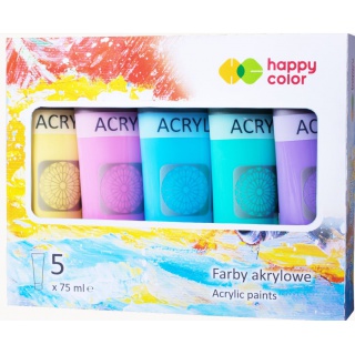 FARBA AKRYLOWA 5x75ML.KOLORY PASTEL HAPPY COLOR, Podkategoria, Kategoria