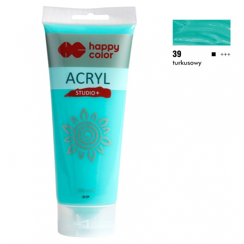 FARBA AKRYLOWA STUDIO 200ML H.COLOR TURKUSOWA, Farby, Plastyka