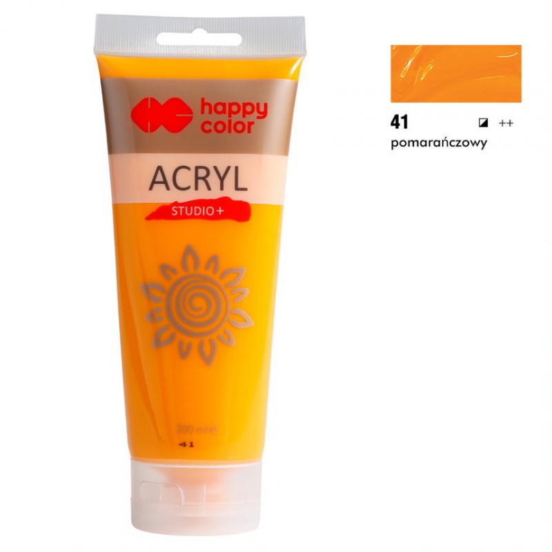 FARBA AKRYLOWA STUDIO 200ML H.COLOR POMARAŃCZOWA, Farby, Plastyka